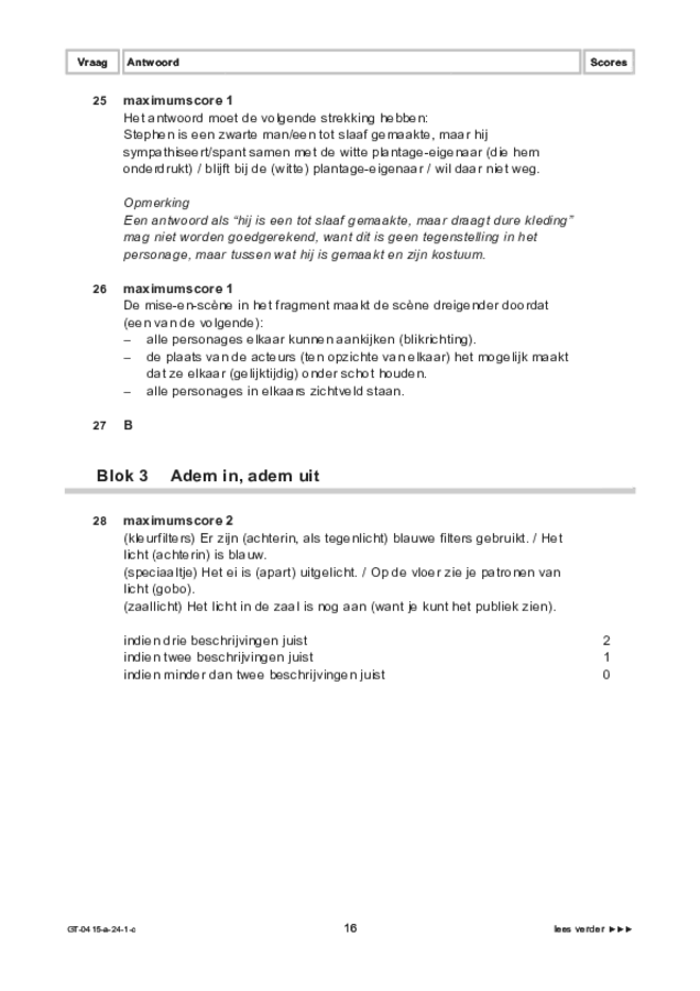 Correctievoorschrift examen VMBO GLTL drama 2024, tijdvak 1. Pagina 16