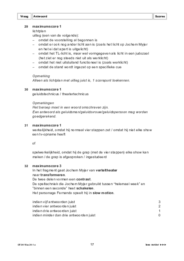 Correctievoorschrift examen VMBO GLTL drama 2024, tijdvak 1. Pagina 17