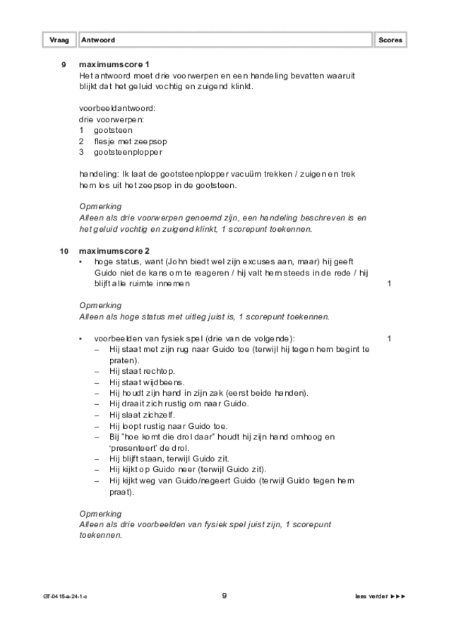 Correctievoorschrift examen VMBO GLTL drama 2024, tijdvak 1. Pagina 9
