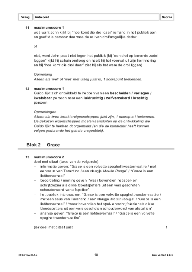 Correctievoorschrift examen VMBO GLTL drama 2024, tijdvak 1. Pagina 10