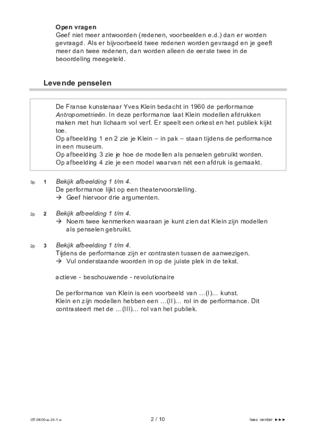 Opgaven examen VMBO GLTL beeldende vakken 2024, tijdvak 1. Pagina 2