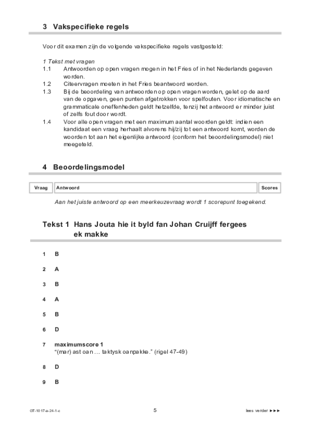 Correctievoorschrift examen VMBO GLTL Fries 2024, tijdvak 1. Pagina 5