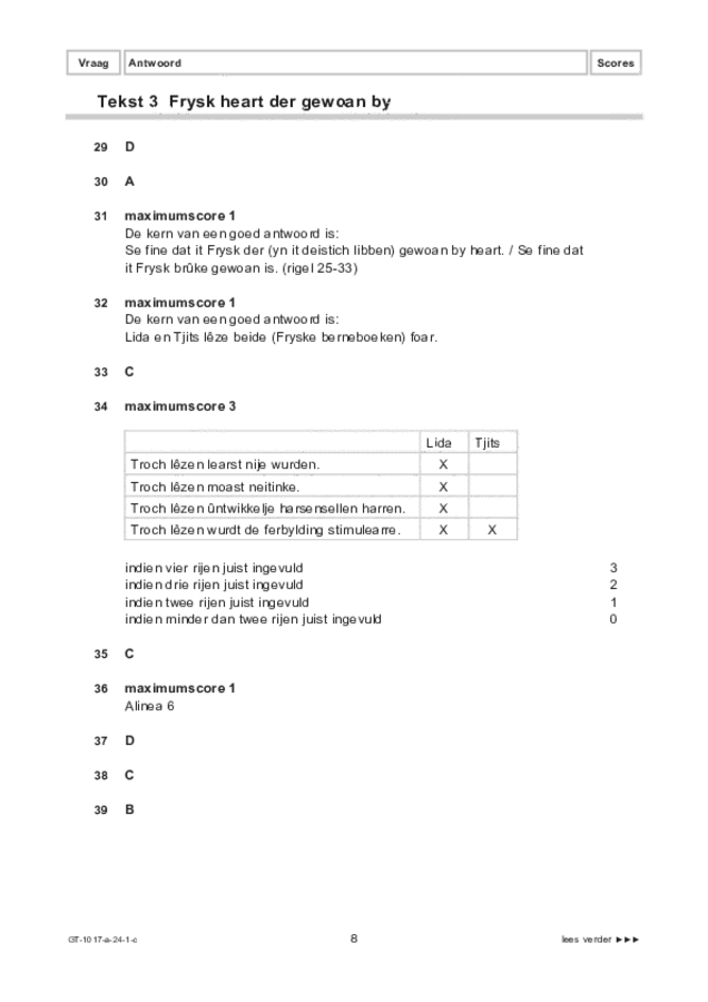Correctievoorschrift examen VMBO GLTL Fries 2024, tijdvak 1. Pagina 8
