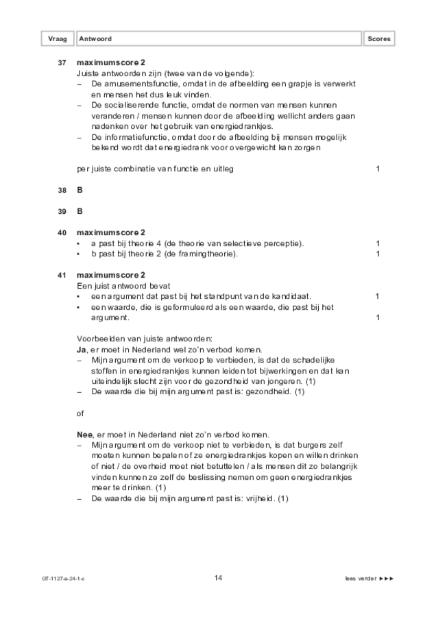 Correctievoorschrift examen VMBO GLTL maatschappijleer 2 2024, tijdvak 1. Pagina 14