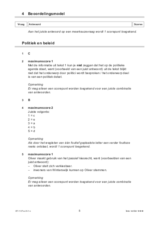 Correctievoorschrift examen VMBO GLTL maatschappijleer 2 2024, tijdvak 1. Pagina 5