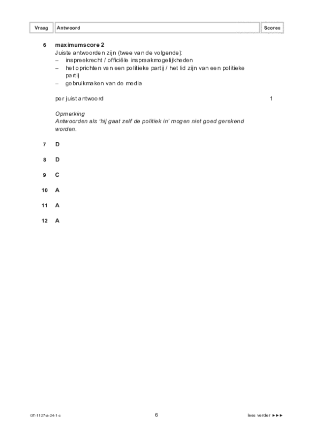 Correctievoorschrift examen VMBO GLTL maatschappijleer 2 2024, tijdvak 1. Pagina 6