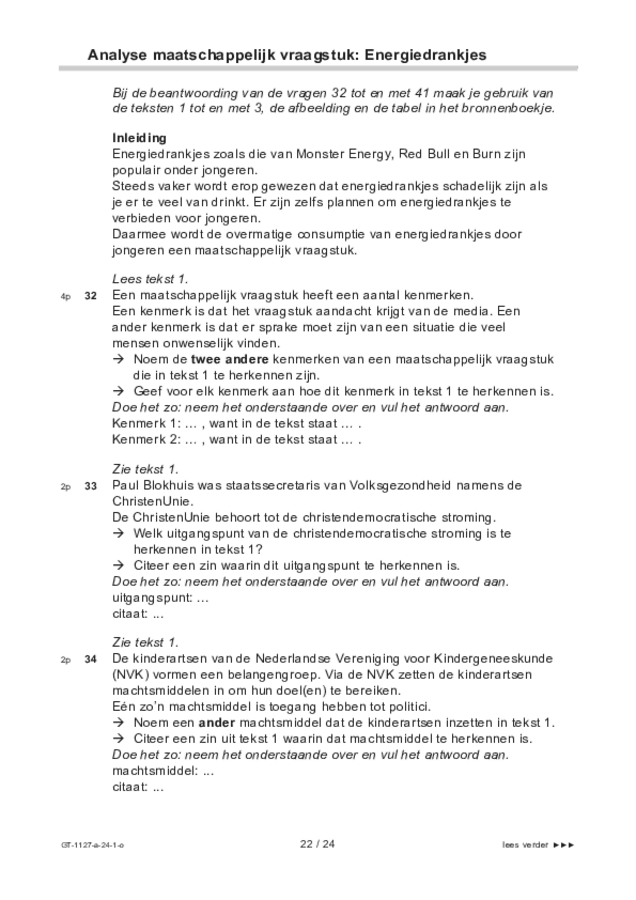 Opgaven examen VMBO GLTL maatschappijleer 2 2024, tijdvak 1. Pagina 22