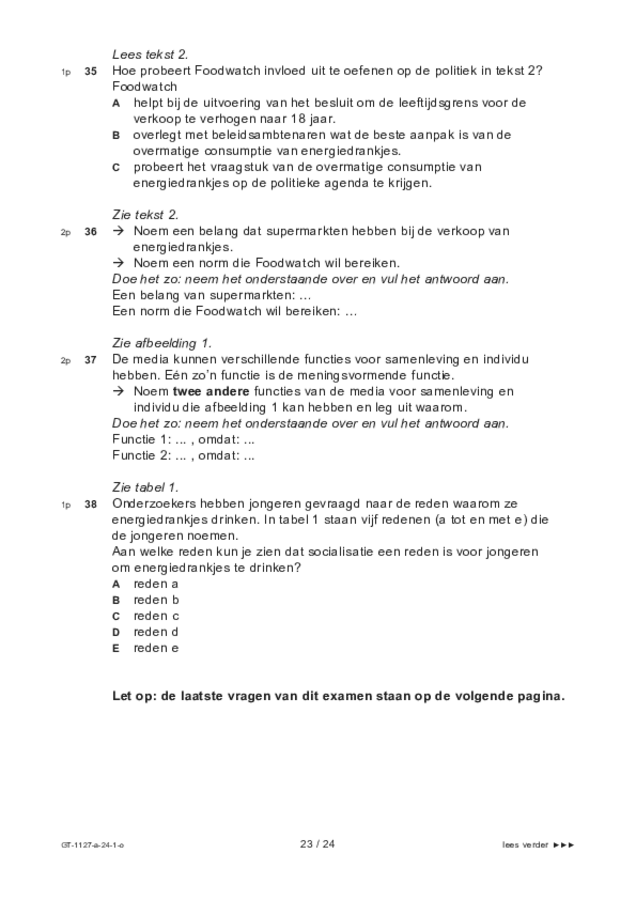 Opgaven examen VMBO GLTL maatschappijleer 2 2024, tijdvak 1. Pagina 23