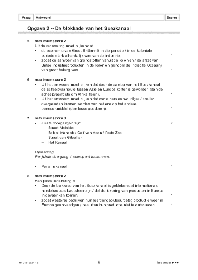 Correctievoorschrift examen HAVO aardrijkskunde 2024, tijdvak 1. Pagina 6