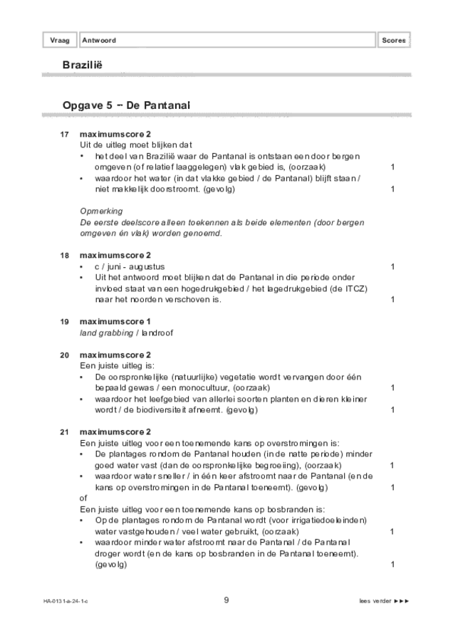 Correctievoorschrift examen HAVO aardrijkskunde 2024, tijdvak 1. Pagina 9