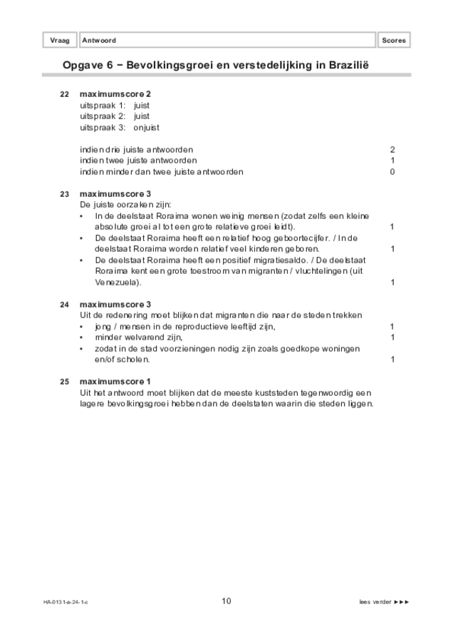 Correctievoorschrift examen HAVO aardrijkskunde 2024, tijdvak 1. Pagina 10