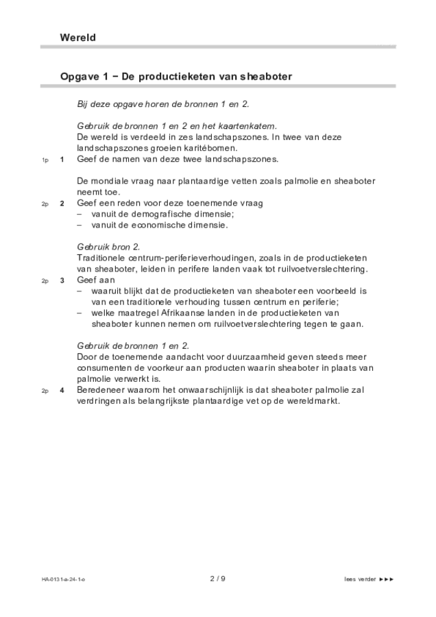 Opgaven examen HAVO aardrijkskunde 2024, tijdvak 1. Pagina 2