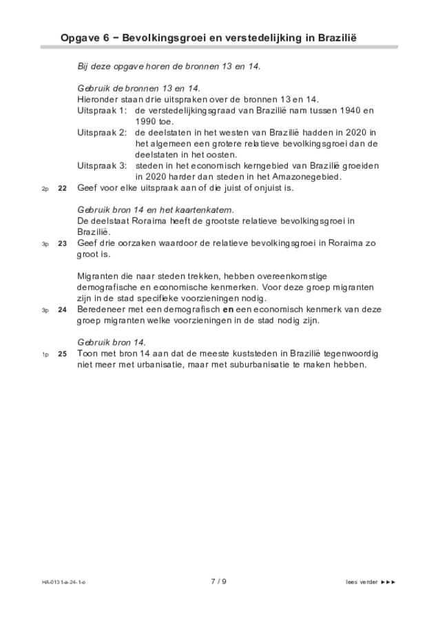 Opgaven examen HAVO aardrijkskunde 2024, tijdvak 1. Pagina 7