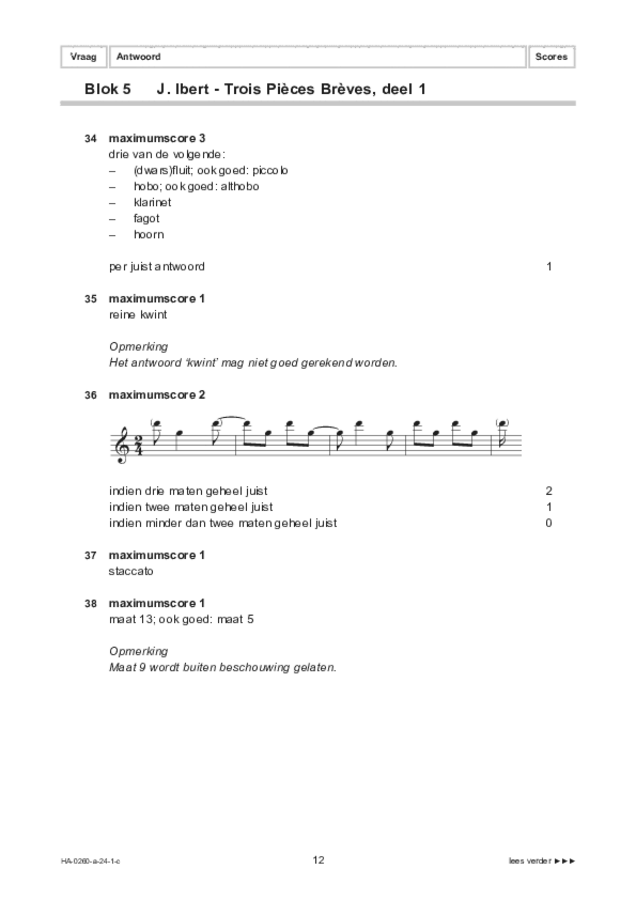 Correctievoorschrift examen HAVO muziek 2024, tijdvak 1. Pagina 12