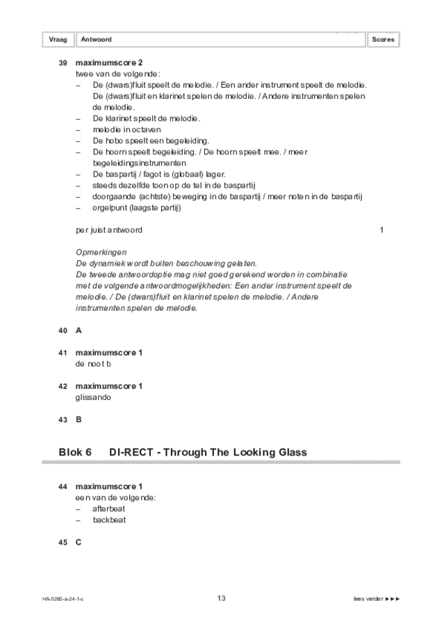 Correctievoorschrift examen HAVO muziek 2024, tijdvak 1. Pagina 13