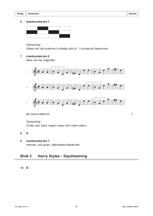 Correctievoorschrift examen HAVO muziek 2024, tijdvak 1. Pagina 6