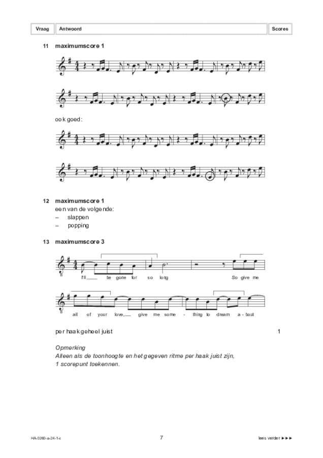 Correctievoorschrift examen HAVO muziek 2024, tijdvak 1. Pagina 7