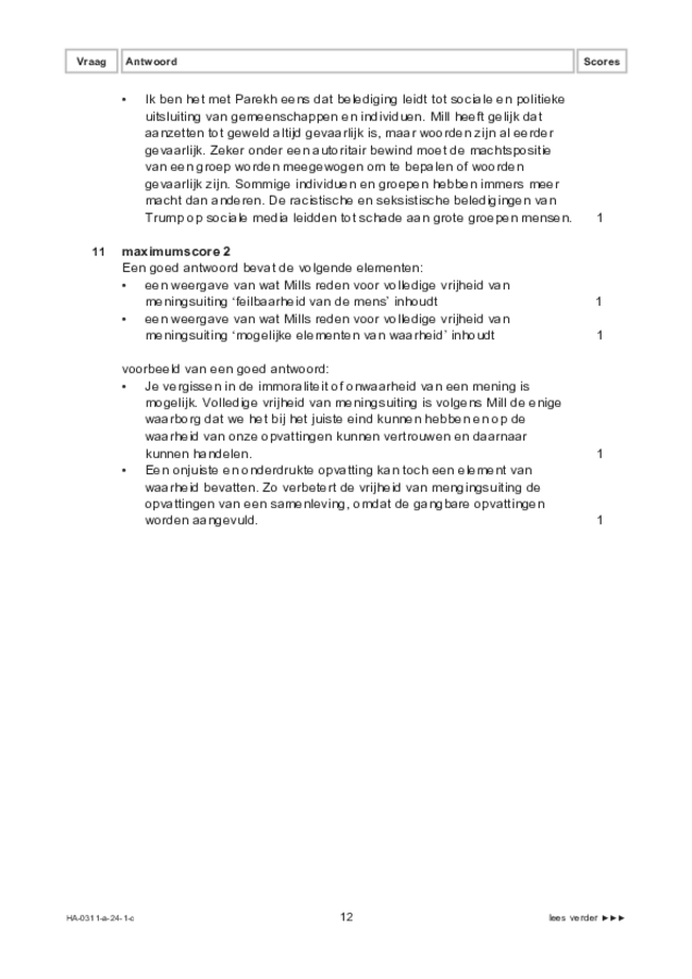 Correctievoorschrift examen HAVO filosofie 2024, tijdvak 1. Pagina 12