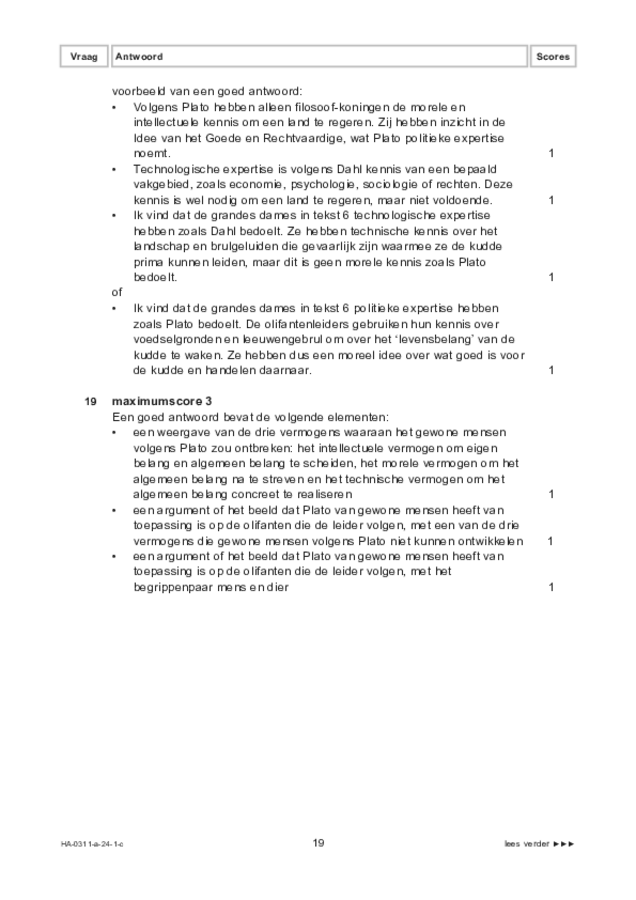 Correctievoorschrift examen HAVO filosofie 2024, tijdvak 1. Pagina 19