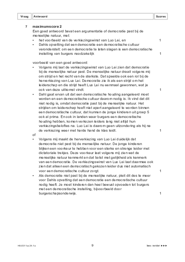 Correctievoorschrift examen HAVO filosofie 2024, tijdvak 1. Pagina 9