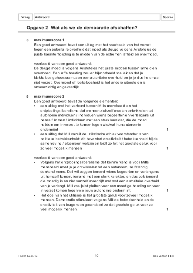 Correctievoorschrift examen HAVO filosofie 2024, tijdvak 1. Pagina 10