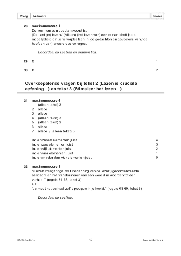 Correctievoorschrift examen HAVO Nederlands 2024, tijdvak 1. Pagina 12