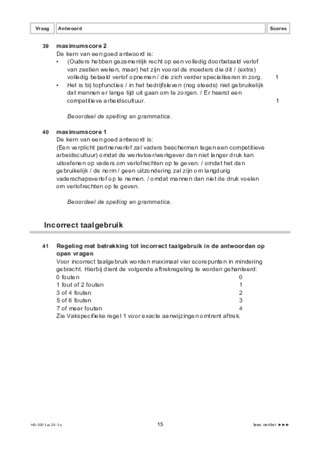 Correctievoorschrift examen HAVO Nederlands 2024, tijdvak 1. Pagina 15