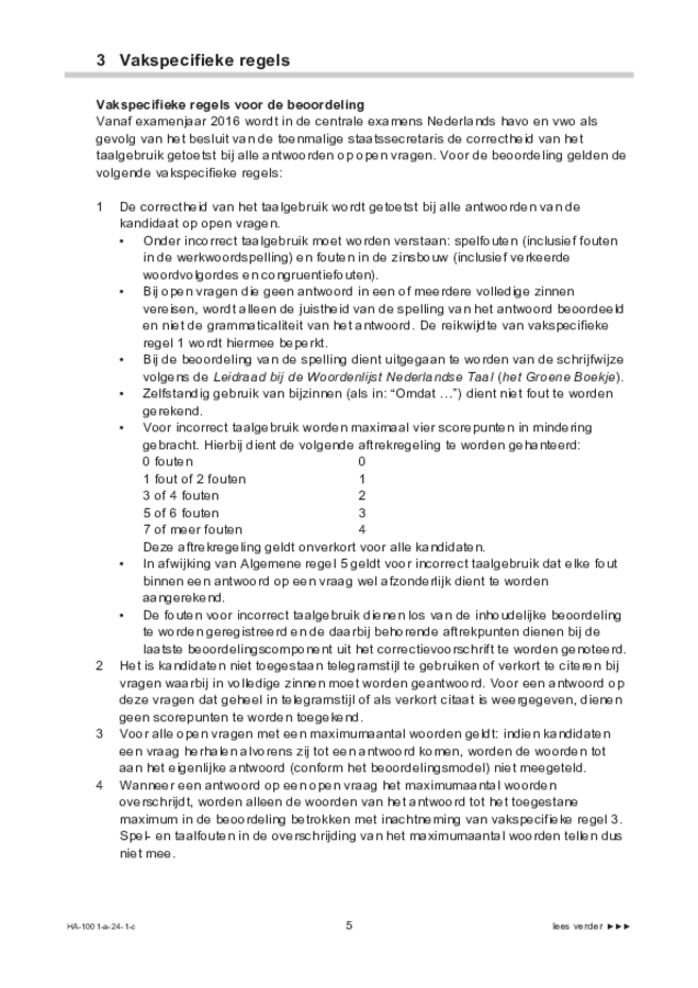 Correctievoorschrift examen HAVO Nederlands 2024, tijdvak 1. Pagina 5