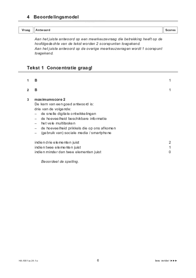 Correctievoorschrift examen HAVO Nederlands 2024, tijdvak 1. Pagina 6