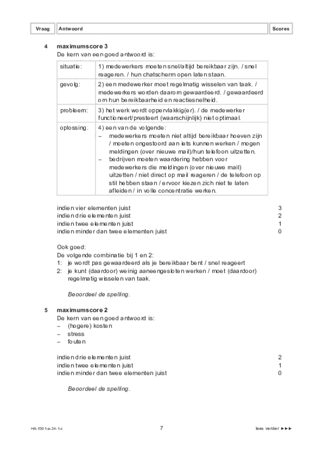 Correctievoorschrift examen HAVO Nederlands 2024, tijdvak 1. Pagina 7