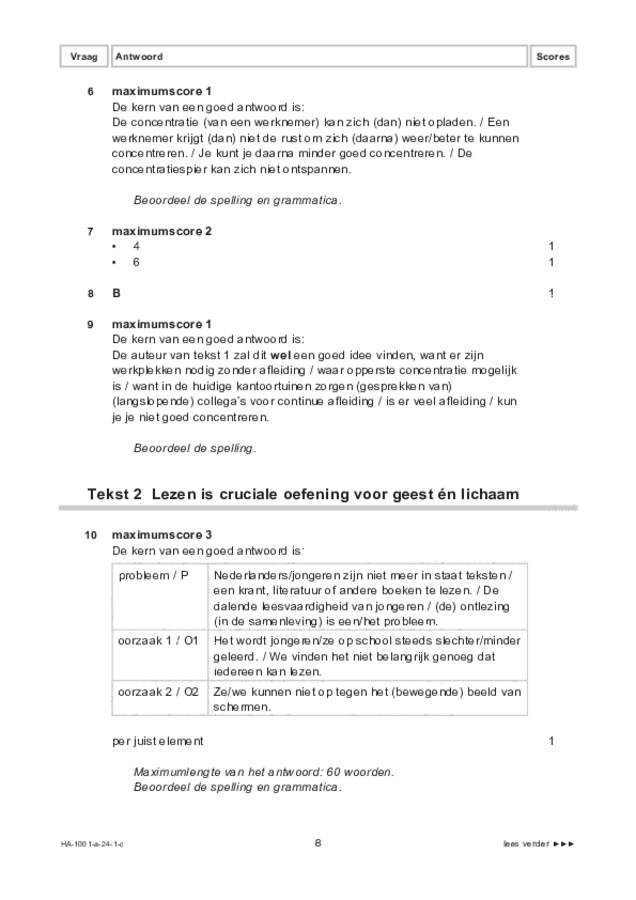 Correctievoorschrift examen HAVO Nederlands 2024, tijdvak 1. Pagina 8