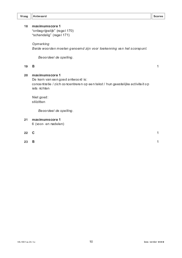 Correctievoorschrift examen HAVO Nederlands 2024, tijdvak 1. Pagina 10