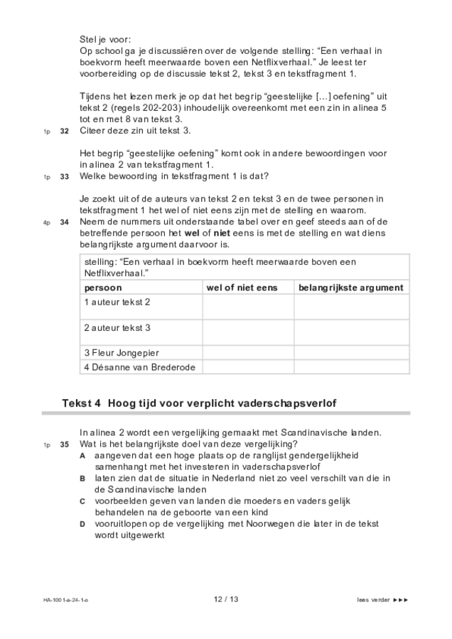 Opgaven examen HAVO Nederlands 2024, tijdvak 1. Pagina 12