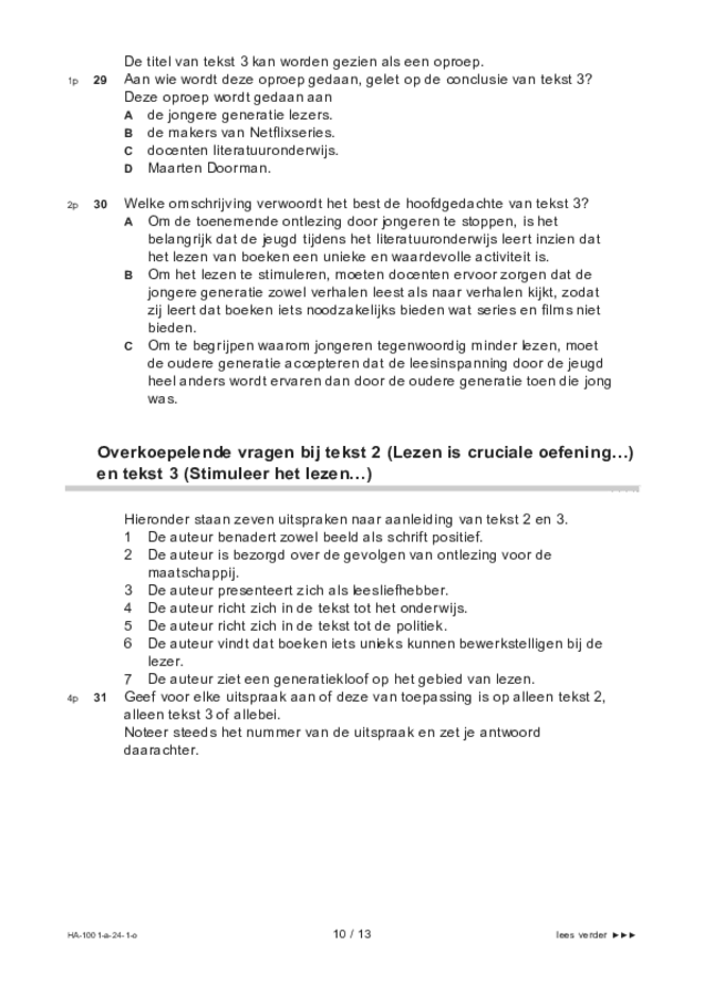 Opgaven examen HAVO Nederlands 2024, tijdvak 1. Pagina 10