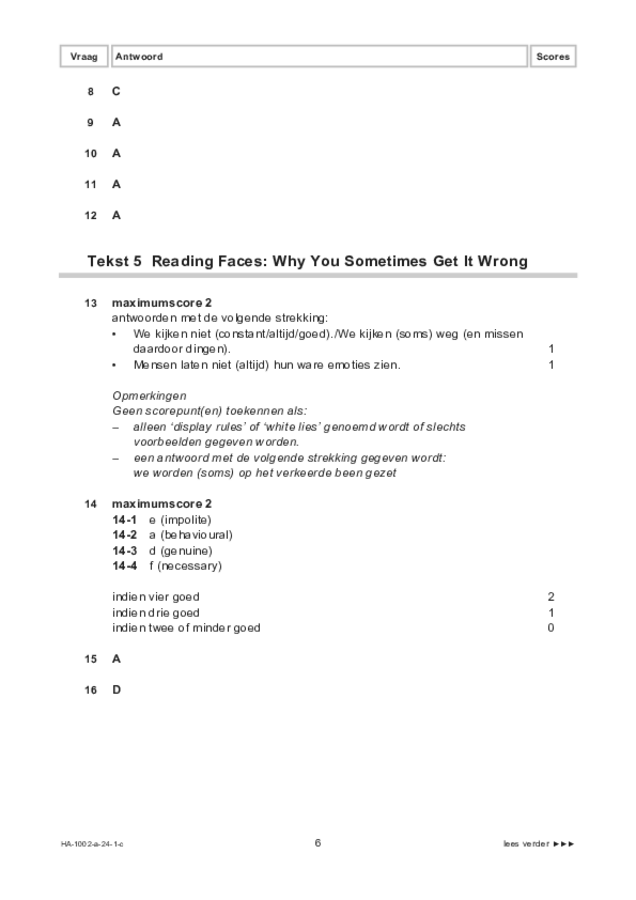 Correctievoorschrift examen HAVO Engels 2024, tijdvak 1. Pagina 6