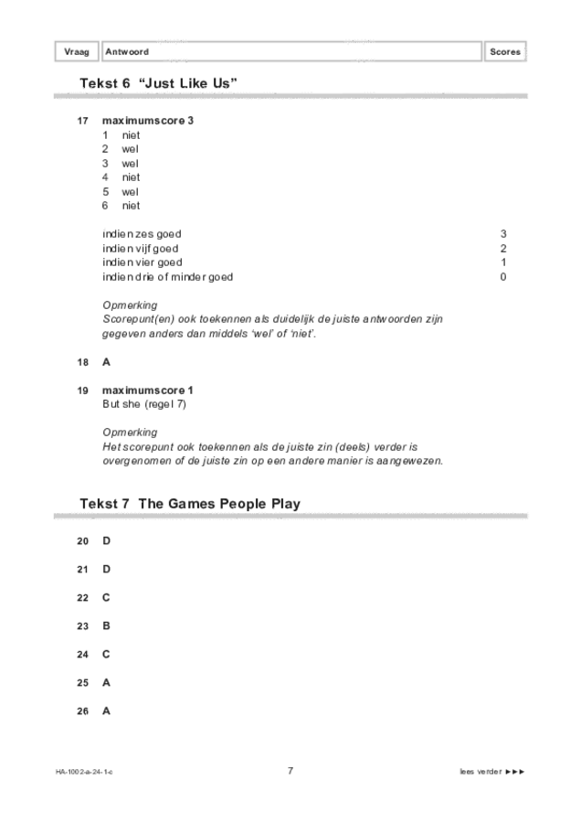 Correctievoorschrift examen HAVO Engels 2024, tijdvak 1. Pagina 7