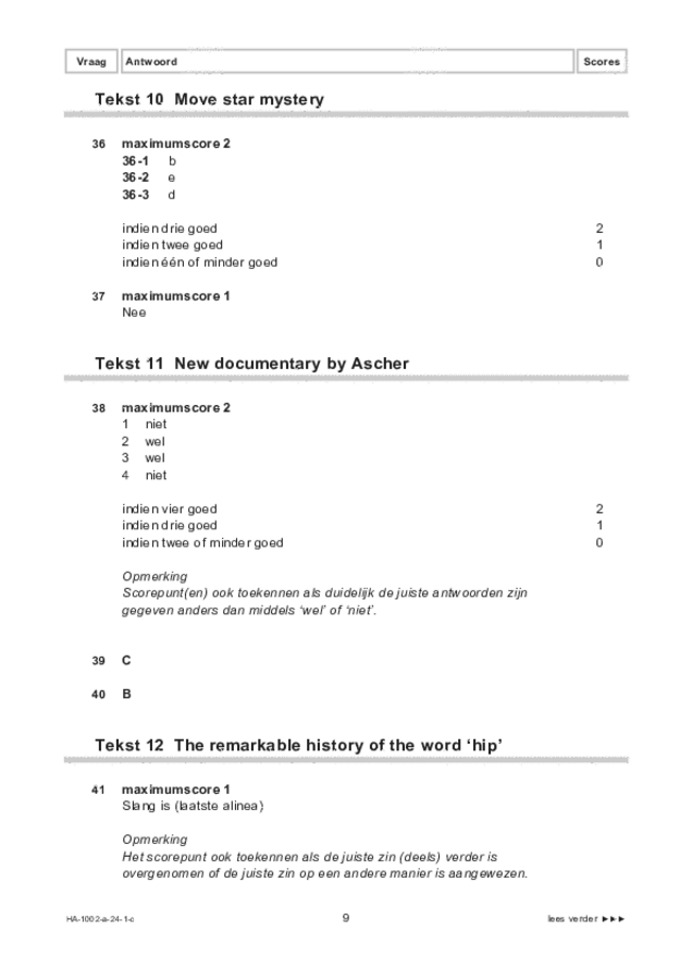 Correctievoorschrift examen HAVO Engels 2024, tijdvak 1. Pagina 9