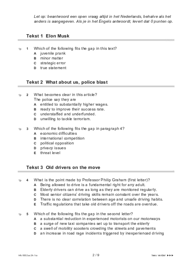 Opgaven examen HAVO Engels 2024, tijdvak 1. Pagina 2