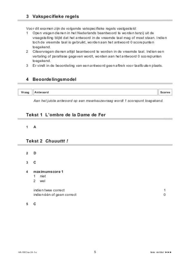 Correctievoorschrift examen HAVO Frans 2024, tijdvak 1. Pagina 5