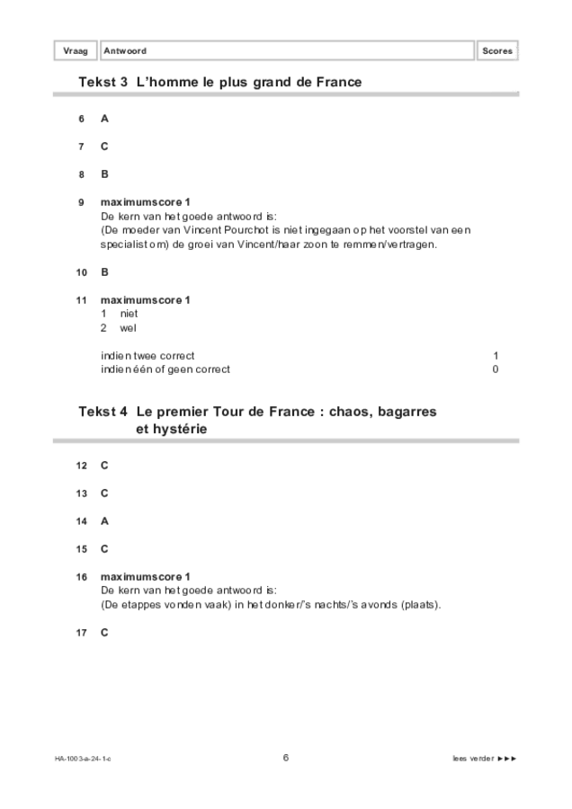 Correctievoorschrift examen HAVO Frans 2024, tijdvak 1. Pagina 6