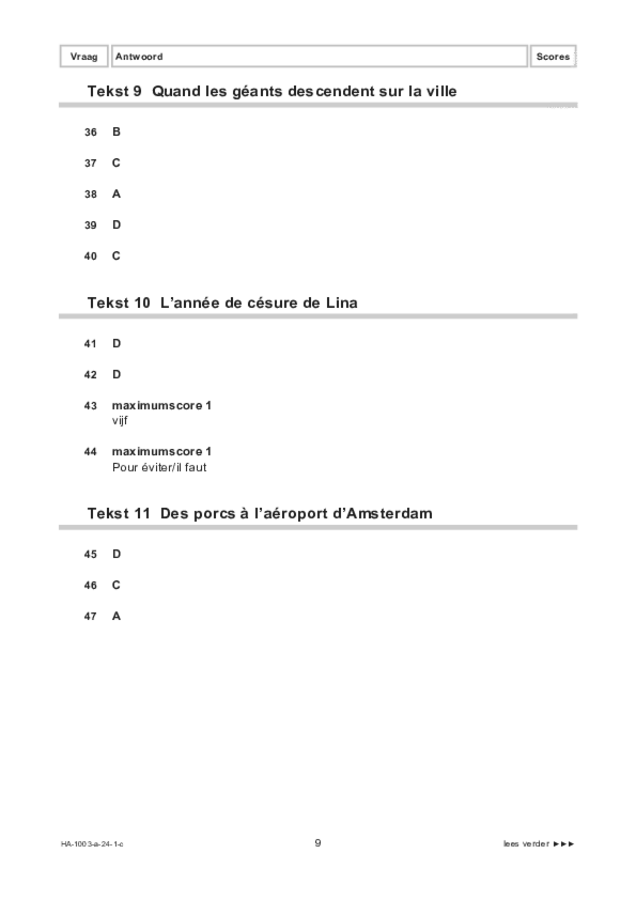 Correctievoorschrift examen HAVO Frans 2024, tijdvak 1. Pagina 9