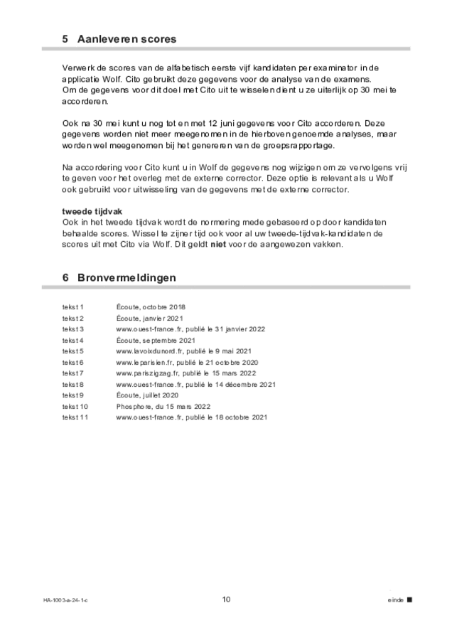 Correctievoorschrift examen HAVO Frans 2024, tijdvak 1. Pagina 10