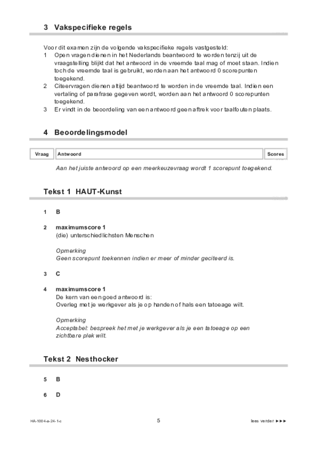 Correctievoorschrift examen HAVO Duits 2024, tijdvak 1. Pagina 5
