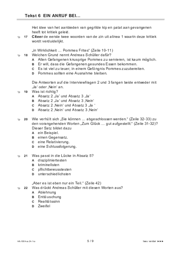Opgaven examen HAVO Duits 2024, tijdvak 1. Pagina 5