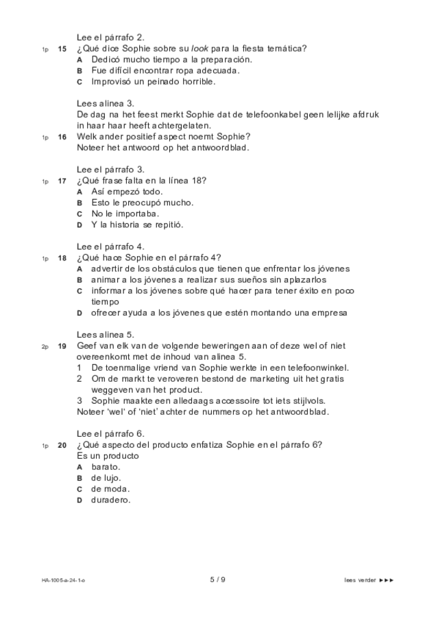 Opgaven examen HAVO Spaans 2024, tijdvak 1. Pagina 5