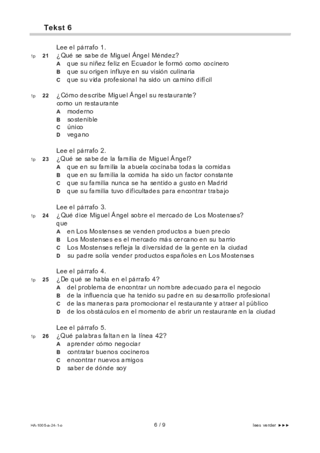 Opgaven examen HAVO Spaans 2024, tijdvak 1. Pagina 6