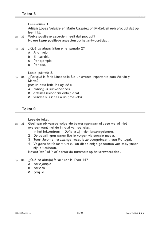 Opgaven examen HAVO Spaans 2024, tijdvak 1. Pagina 8