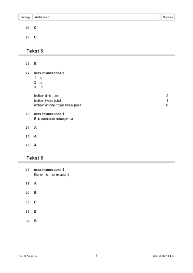 Correctievoorschrift examen HAVO Russisch 2024, tijdvak 1. Pagina 7