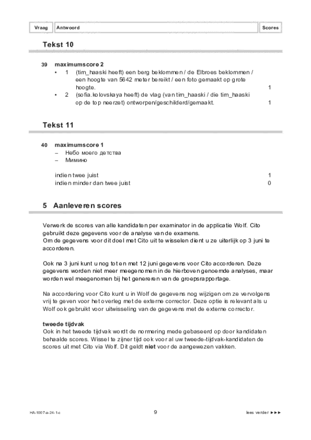 Correctievoorschrift examen HAVO Russisch 2024, tijdvak 1. Pagina 9