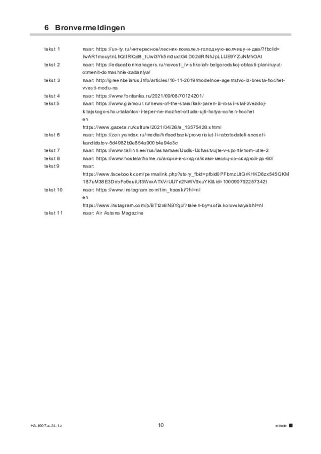 Correctievoorschrift examen HAVO Russisch 2024, tijdvak 1. Pagina 10